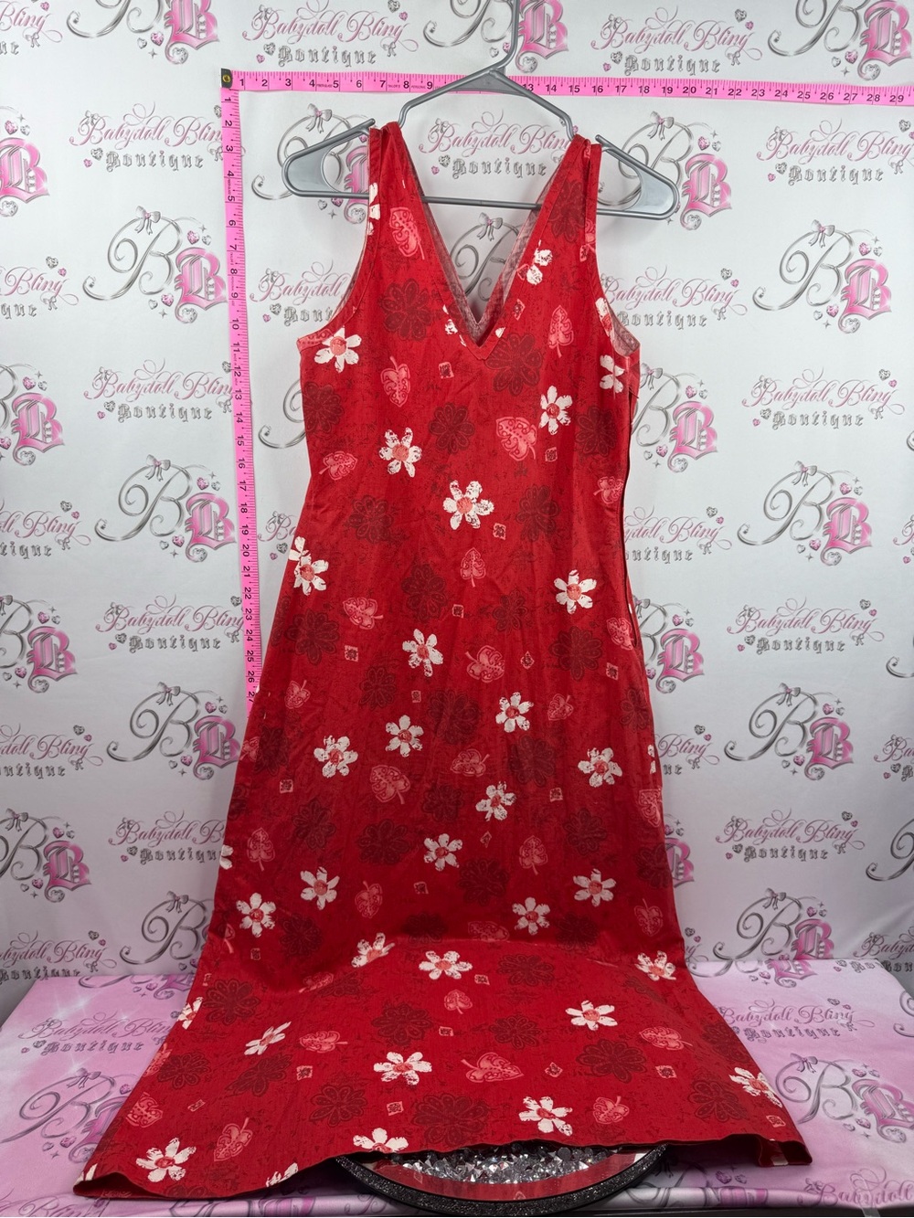 Dress flowers white Hawaii theme Red Floral V-Neck Women's Dress tiki